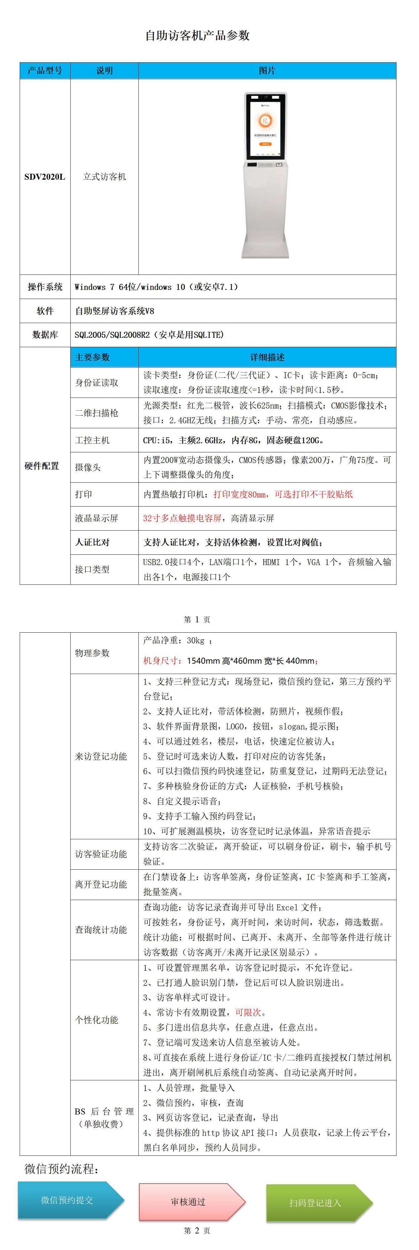 立式自助訪客機SDV2020L：人證核驗，打印不干膠訪客作憑條，微信預約登記，第三方平臺對接，公安接口，專業研發14年，買訪客機就找匯欣品牌